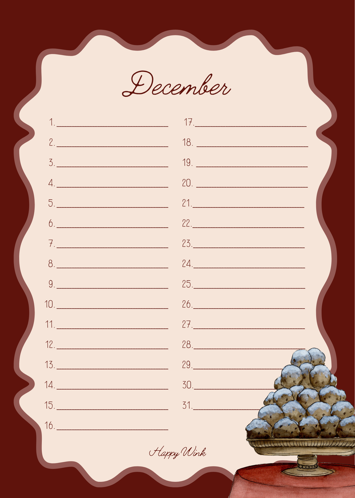 Verjaardagskalender Happy Wink
