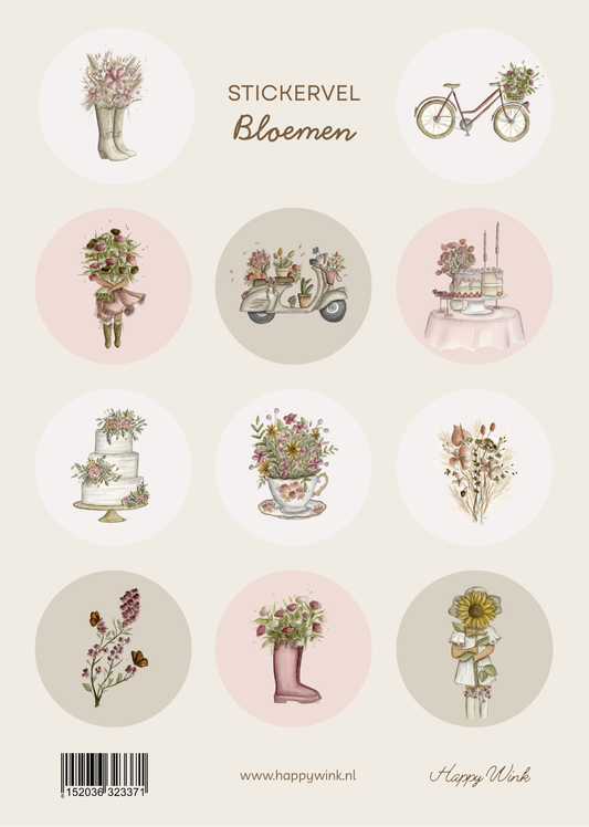 A5 Stickervel - bloemen