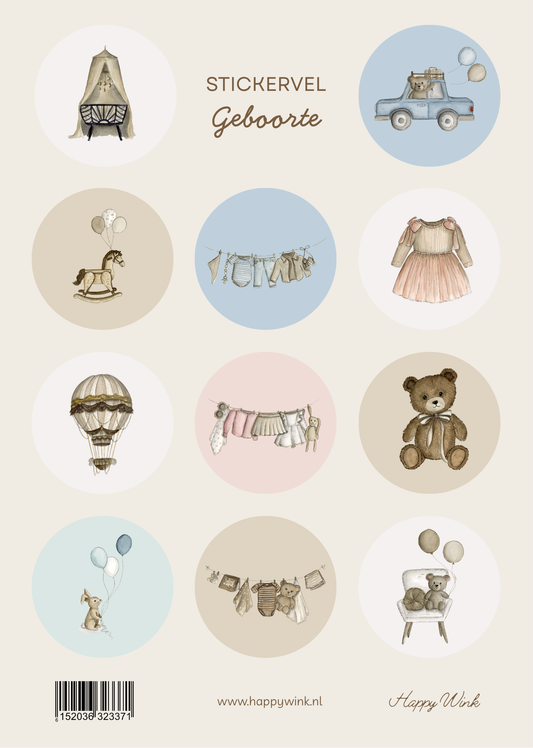 A5 Stickervel - geboorte