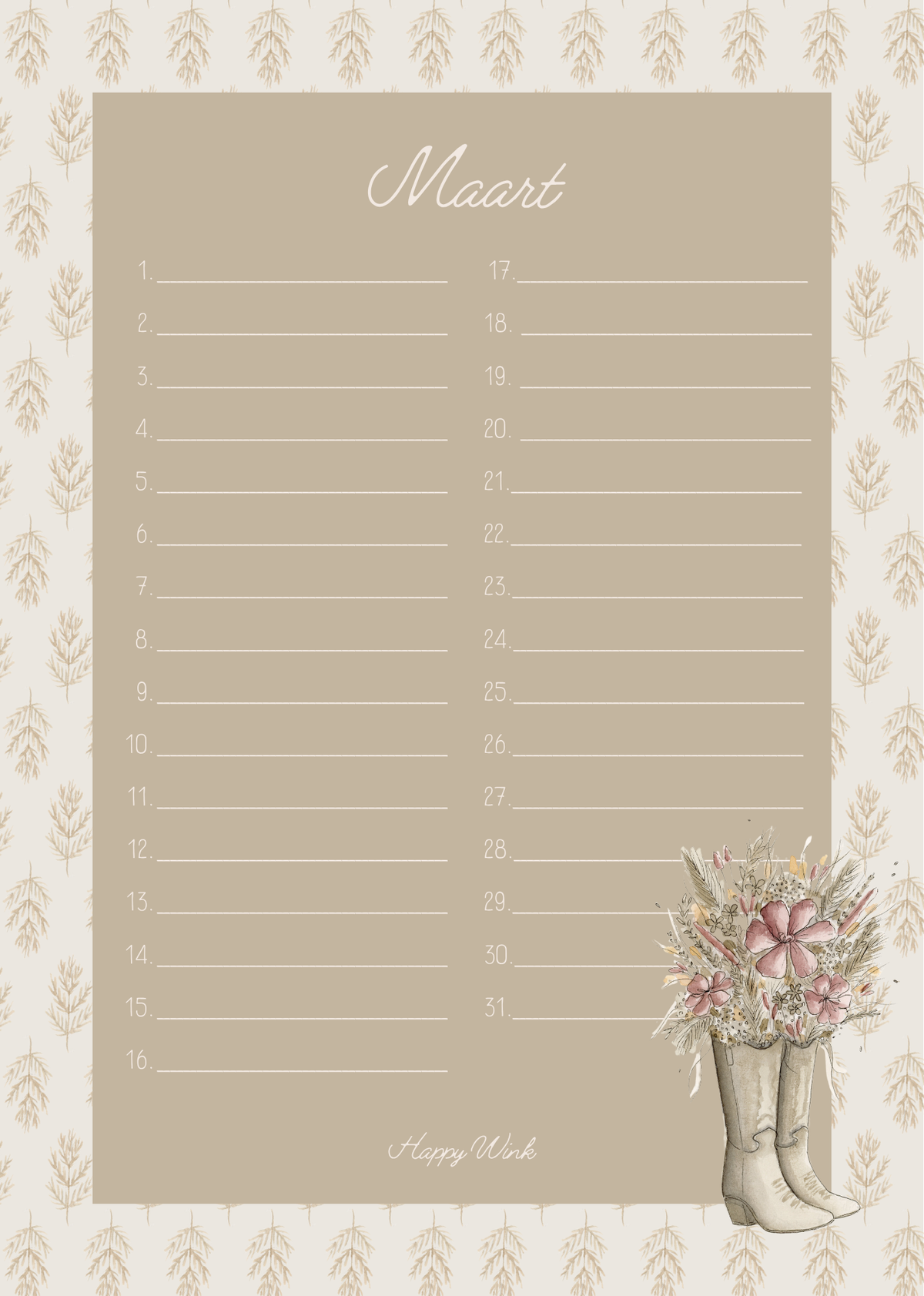 Verjaardagskalender Happy Wink