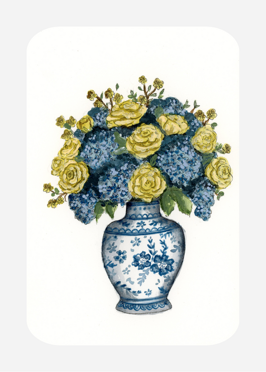 Kaart BL-12 Vaas bloemen blauw